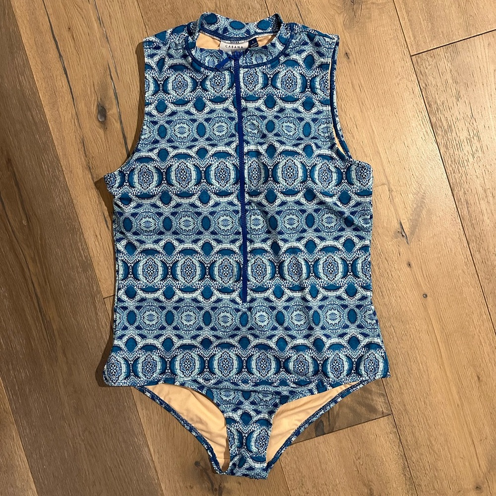 Cabana Life Brand-New Women’s Zip Rashguard Swimsuit - Size L